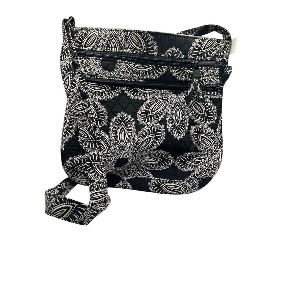 Vera Bradley Blanco Bouquet Floral Hipster Crossbody Bag black/white